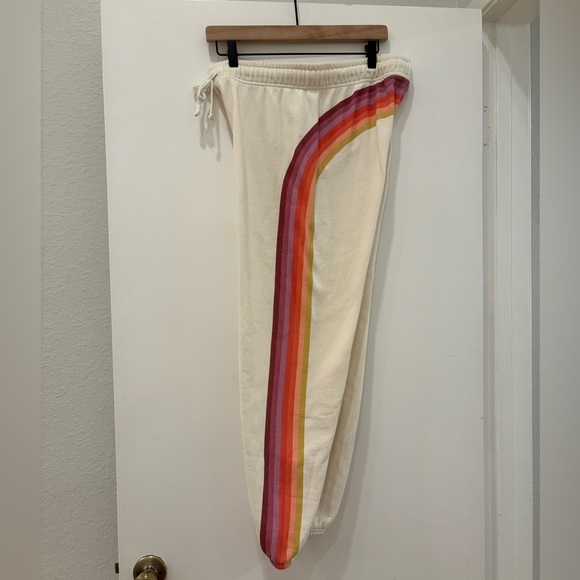 Marine Layer Cloud Nine cotton blend fleece rainbow sweatpants joggers sz M - Picture 3 of 5